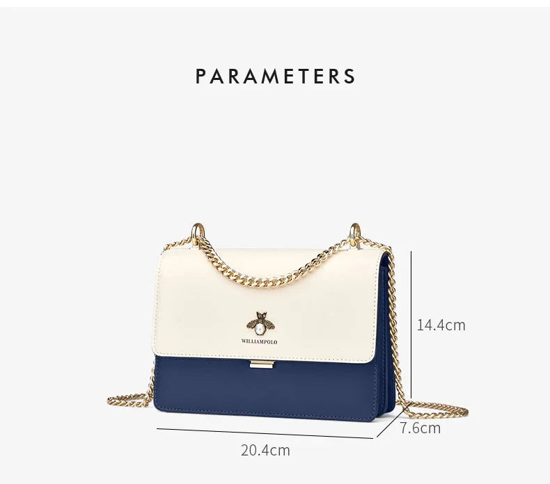 Chain Shoulder Women's  Crossbody Leather Bag (WILLIAMPOLO)