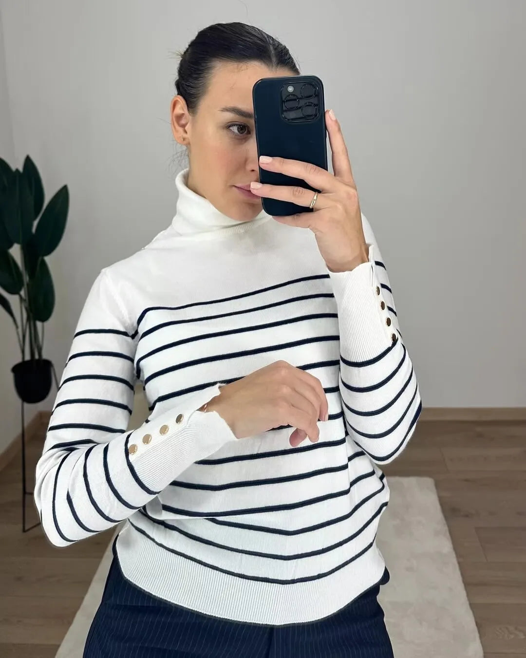 Women Long Sleeve Basic Turtleneck Knit Sweater Casual Pullover Knitwear