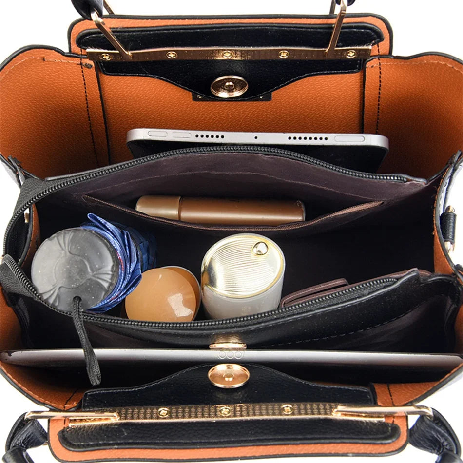 3 Layers Large Capacity Women Tote Bag Soft Leather Luxury Handbags Women Bags Designer Solid Color Crossbody Bag Hand Bags 2025