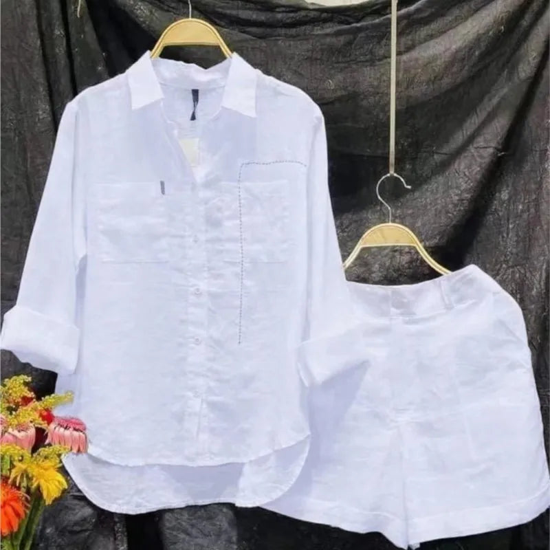 🙋Long Sleeve & Shorts Cotton Linen Casual Set for Women💥💯