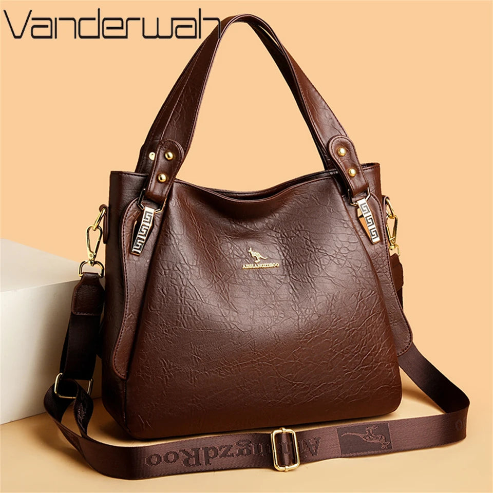 Genuine Soft Leather Shoulder Crossbody Tote Messenger Bag Large Capacity