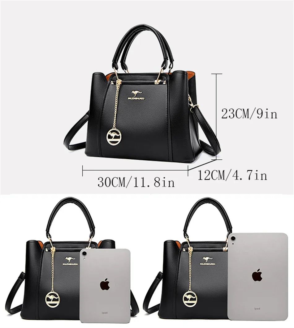 3 Layers Large Capacity Women Tote Bag Soft Leather Luxury Handbags Women Bags Designer Solid Color Crossbody Bag Hand Bags 2025