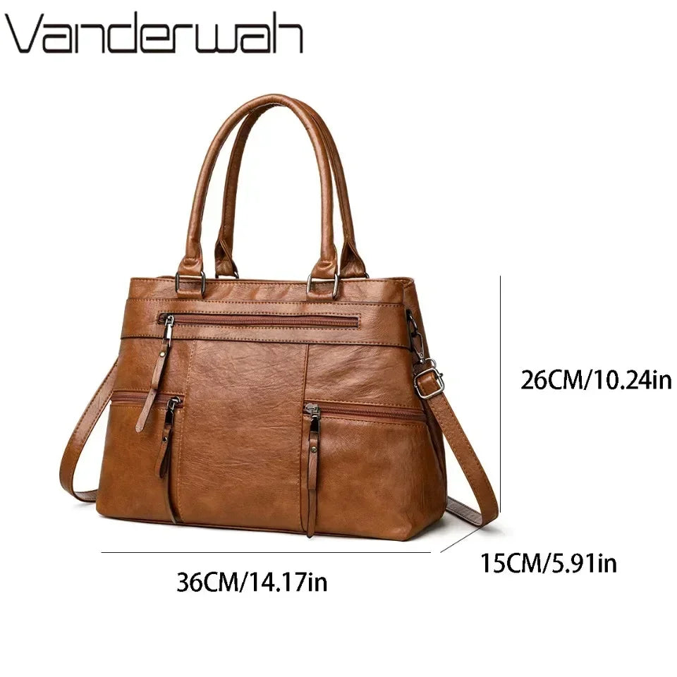 Elegant Handbag for Women High Quality Leather Top-Handle Bags Purse Ladies Shoulder Crossbody Bag Large Casual Tote 2025 Hot