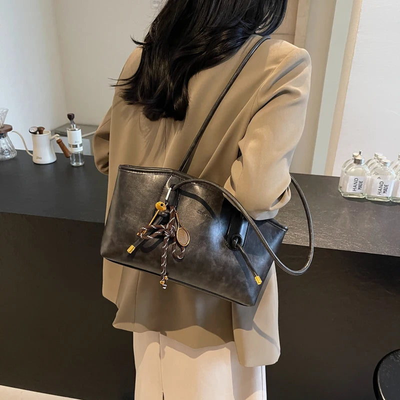 PU Leather Shoulder Bags For Women 2025 Spring Y2K Trend Female Crossbody Bag Lady Handbags And Purses Retro Tote Bag