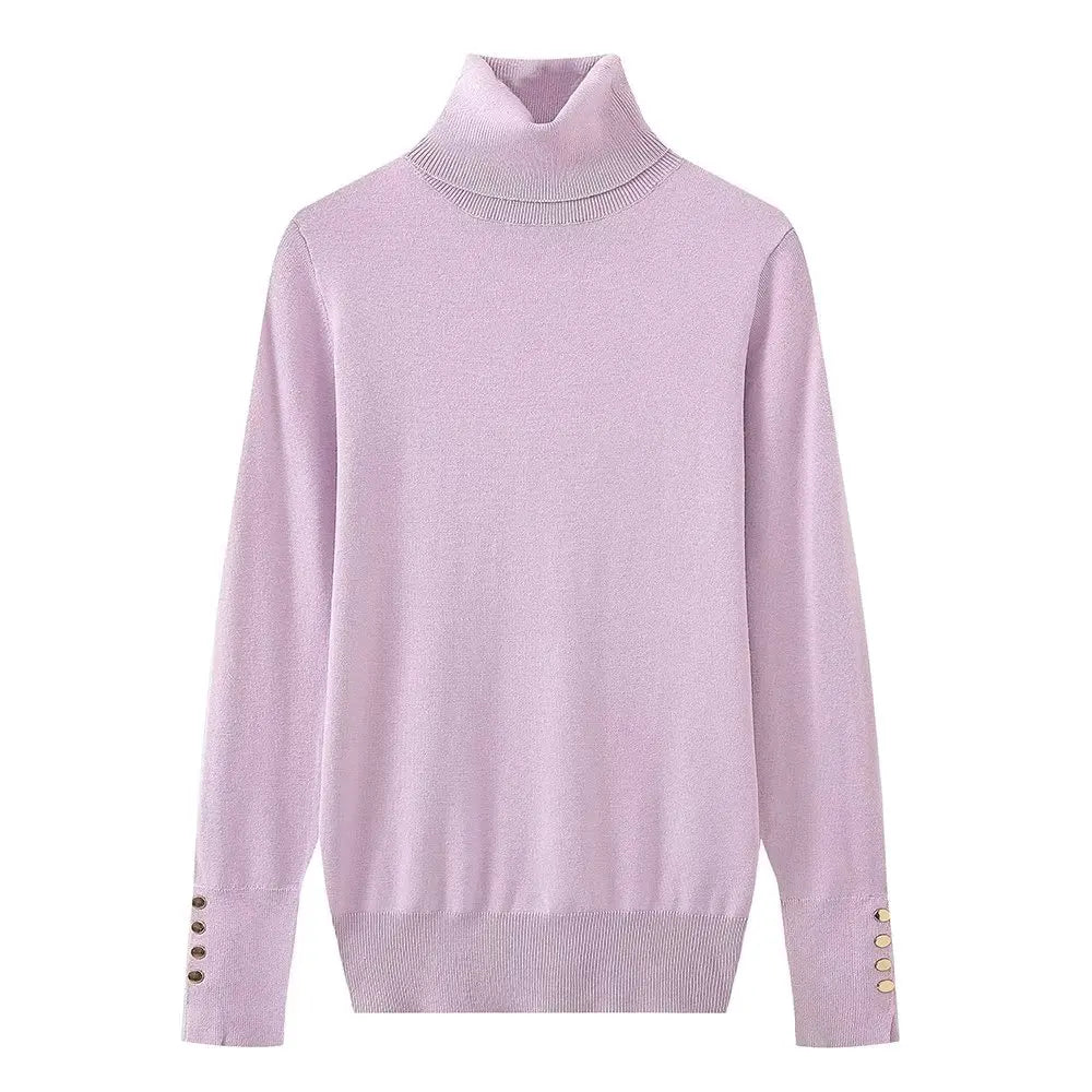 Women Long Sleeve Basic Turtleneck Knit Sweater Casual Pullover Knitwear