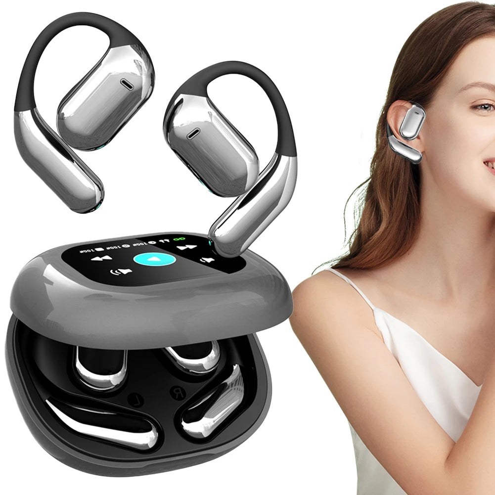 AI Translator Earbuds Touch Screen Open Ear Bluetooth 5.4 Voice Real-Time Language Translator
