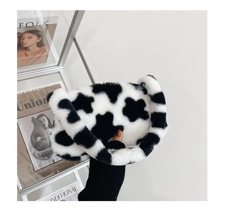 New Fluffy Totes Soft Plush Shoulder Underarm Bag Solid Color Purse Autumn Winter Handbag Women Lady Fashion Storage Pouch