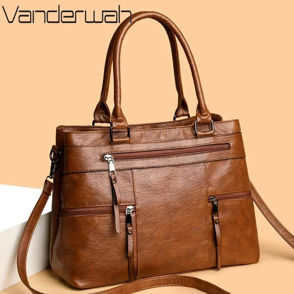 Elegant Handbag for Women High Quality Leather Top-Handle Bags Purse Ladies Shoulder Crossbody Bag Large Casual Tote 2025 Hot