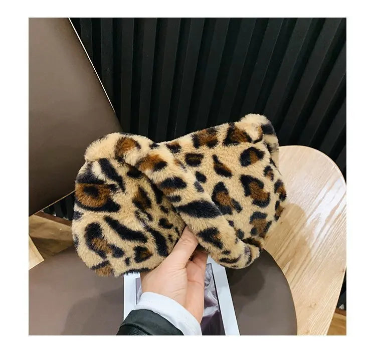 New Fluffy Totes Soft Plush Shoulder Underarm Bag Solid Color Purse Autumn Winter Handbag Women Lady Fashion Storage Pouch