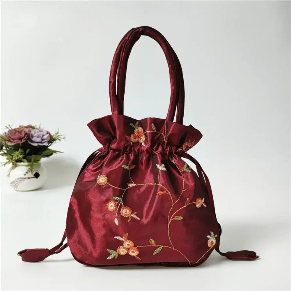 Embroidered Flower Handbags Ethnic Style Cosmetic Handbag Purse Top Handle National Style Purse Women