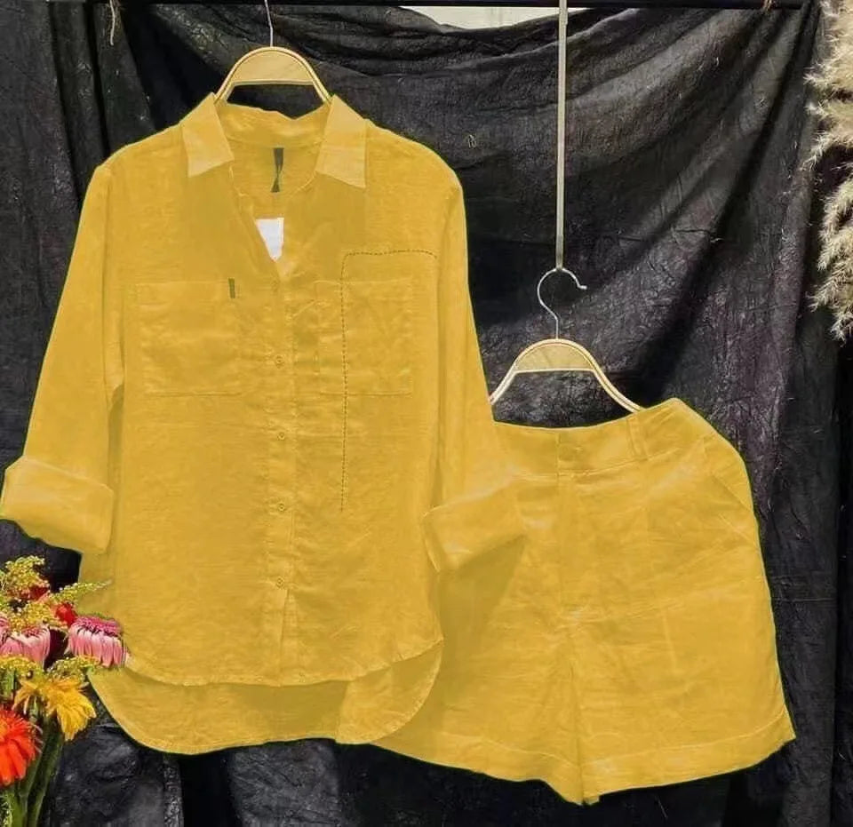 🙋Long Sleeve & Shorts Cotton Linen Casual Set for Women💥💯