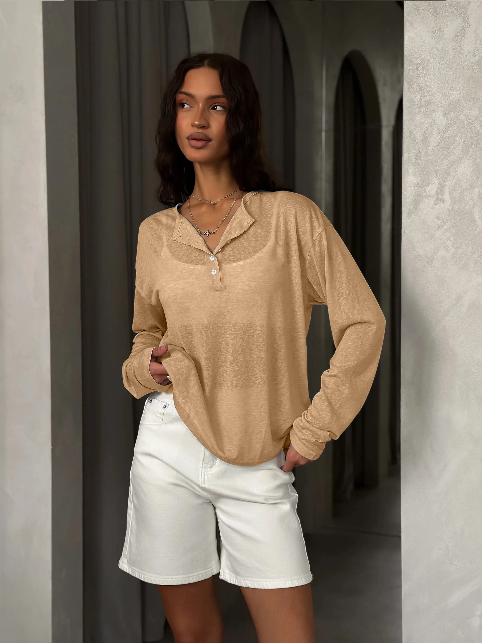 Hirsionsan 2025 Basic soft  T Shirts Women Summer autumn Long Sleeves Loose Bottom Tees Ladies Casual Knitted Soft Woman Tops