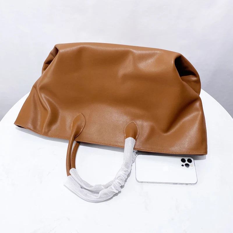 Large Capacity Big Bags For Women Luxury Designer Handbag And Purses 2026 New In Vintage Split Leather Simple Commuting Tote