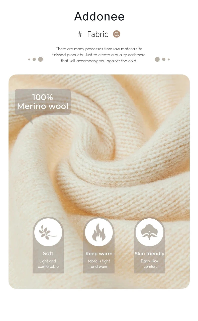 100% Merino Wool Autumn Winter Batwing Sleeves High Neck Pullover Long Sleeve Knitwear Trendy