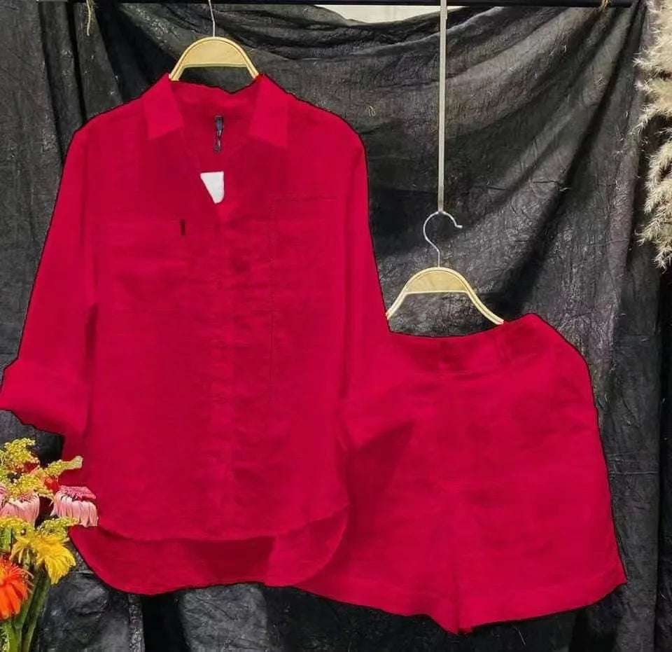 🙋Long Sleeve & Shorts Cotton Linen Casual Set for Women💥💯