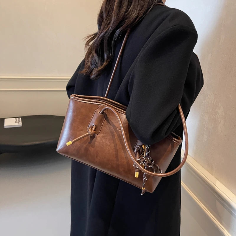 PU Leather Shoulder Bags For Women 2025 Spring Y2K Trend Female Crossbody Bag Lady Handbags And Purses Retro Tote Bag