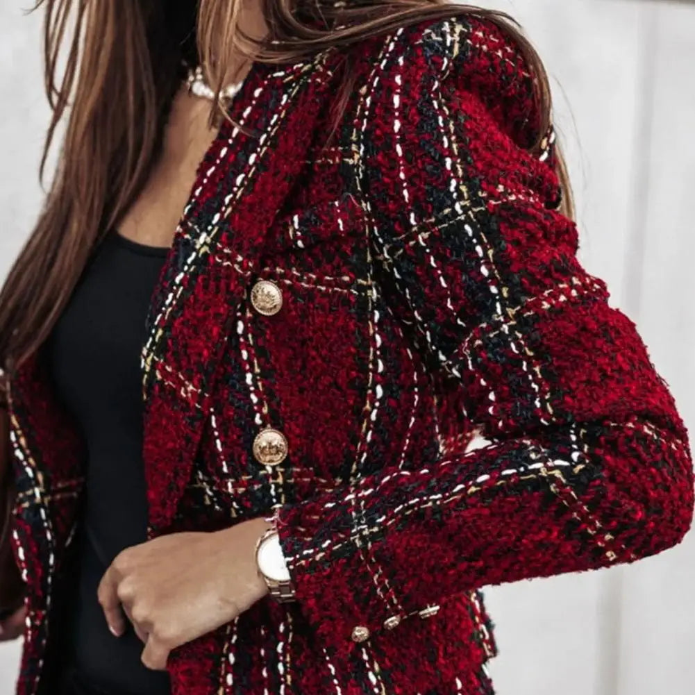 Premium Double-Breasted Tweed Blazer*