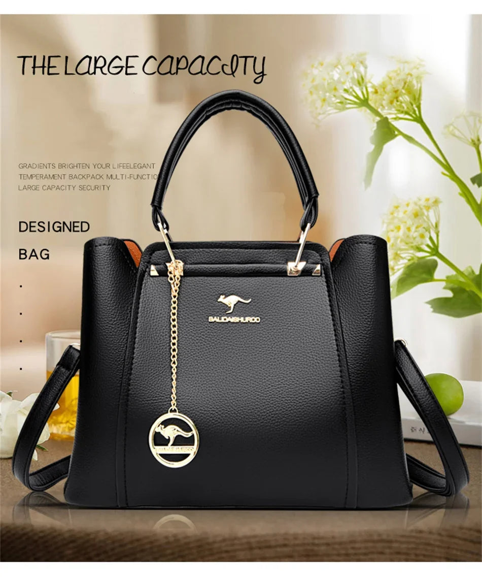 3 Layers Large Capacity Women Tote Bag Soft Leather Luxury Handbags Women Bags Designer Solid Color Crossbody Bag Hand Bags 2025