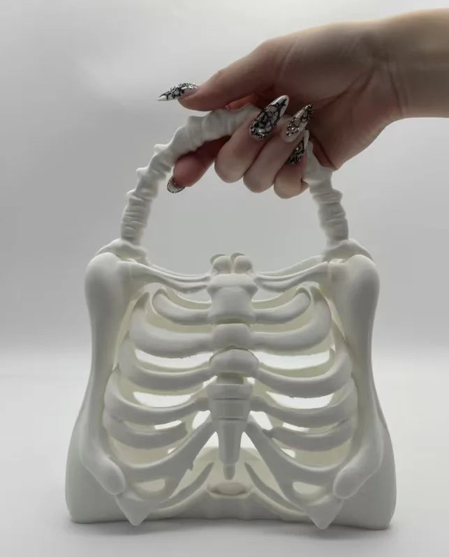 Skeleton Handbag Gothic Rib Cage Shape Purse, Unique Halloween Party Clutch Bag Gift for Women ,Clutch Bag for Costume Party
