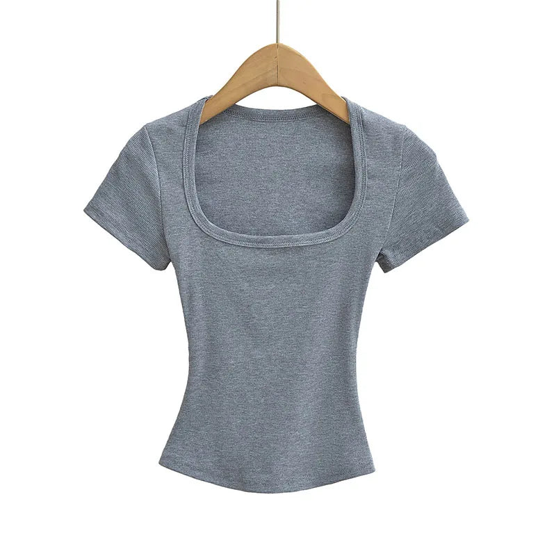 Square Neck High Crop Top