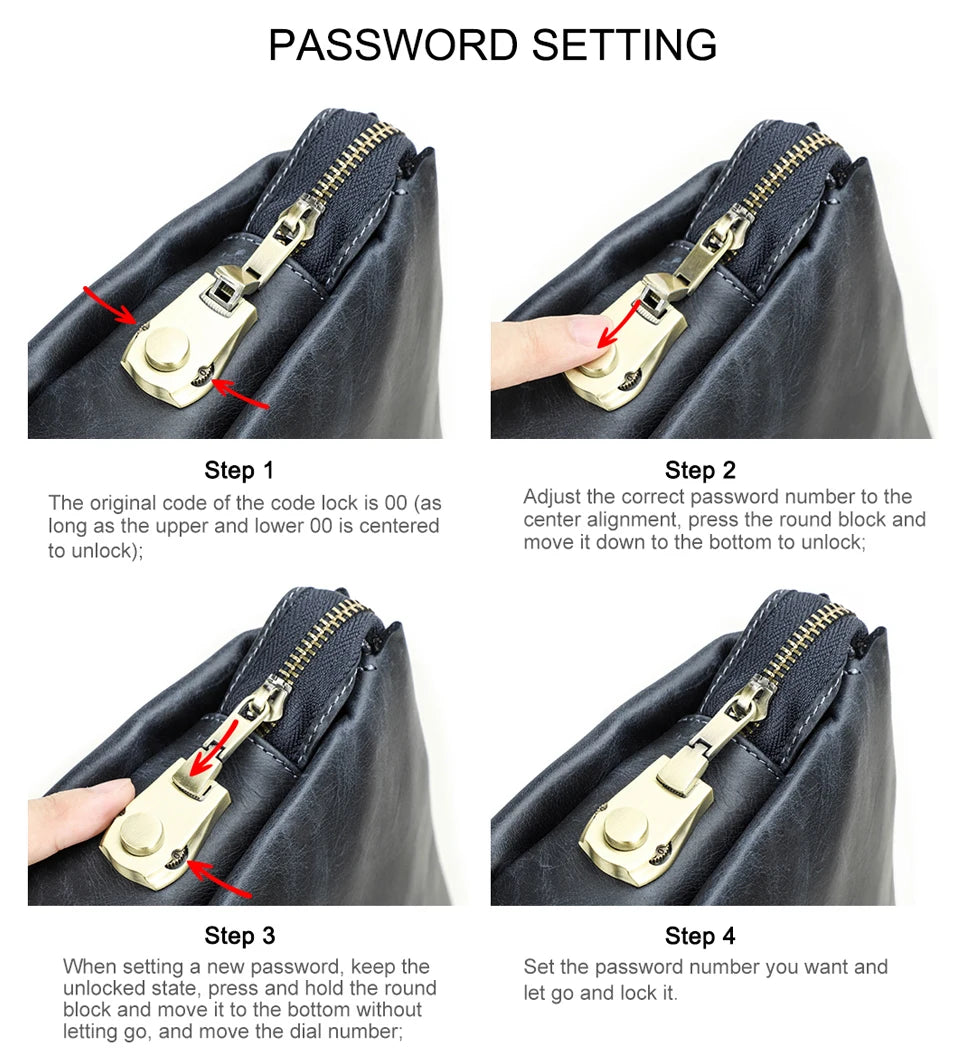 Crazy Horse Genuine Leather Password Lock Casual Clutch Bag Male Wallet Men's Purse Protective Large Capacity Blue Handbag