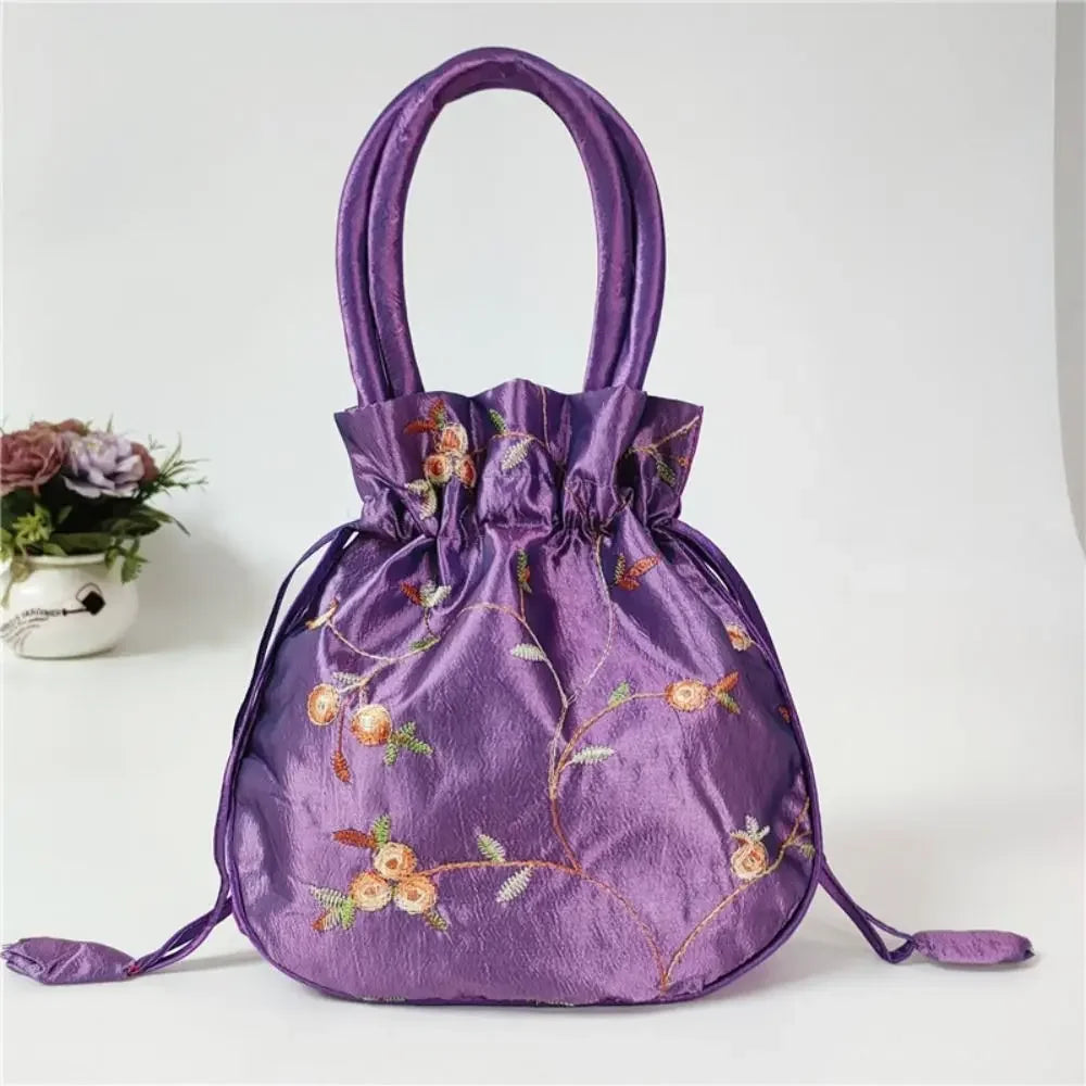 Embroidered Flower Handbags Ethnic Style Cosmetic Handbag Purse Top Handle National Style Purse Women