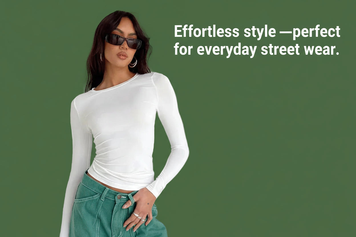 Women Casual Long Sleeve Pullover Shirt |💥 Solid Slim Fit Streetwear Base Tee🙋