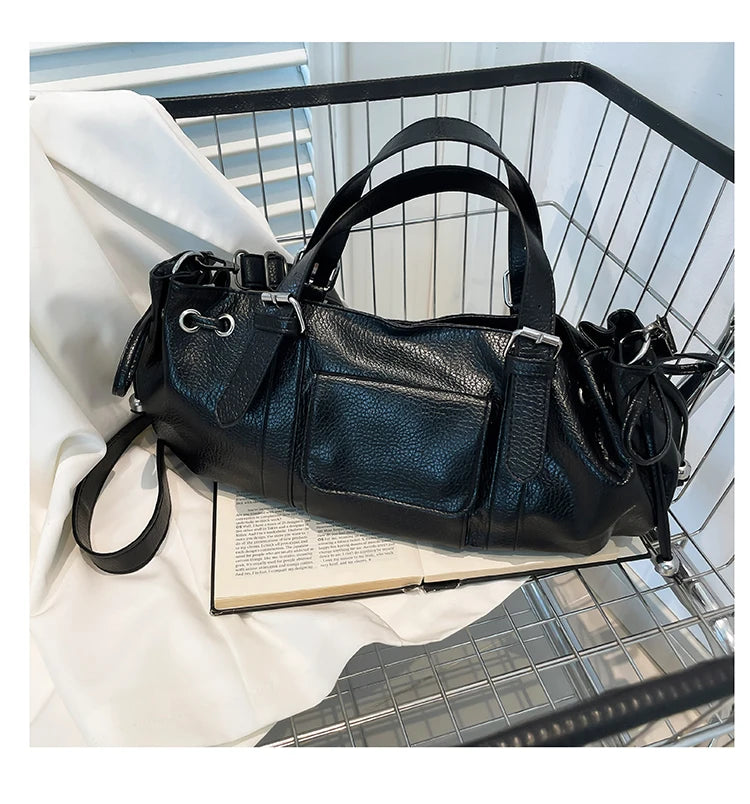 PU Leather Handbag Fashion Solid Vintage & Classic  Crossbody Bag