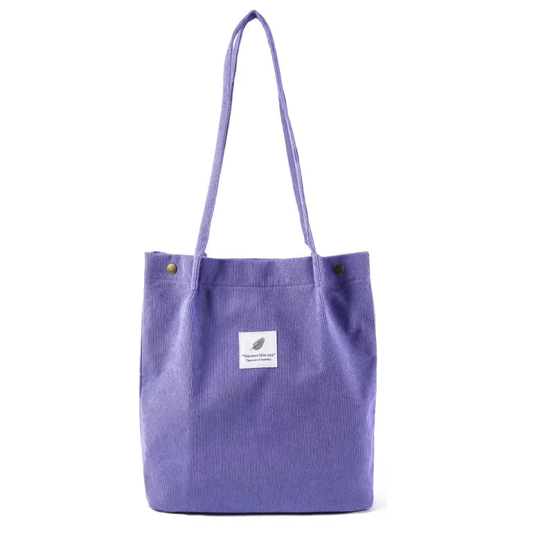 Women Corduroy Shoulder Shopping Bags Reusable Casual Outdoor Party Tote 2024 New Female Bag Handbags with Button Eco Organizer