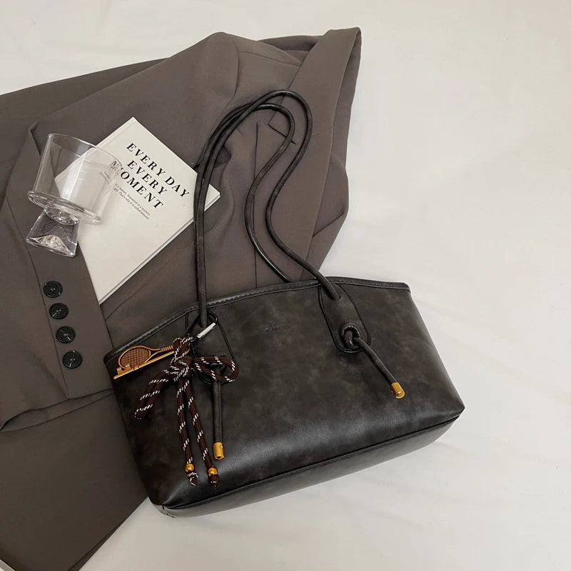 PU Leather Shoulder Bags For Women 2025 Spring Y2K Trend Female Crossbody Bag Lady Handbags And Purses Retro Tote Bag