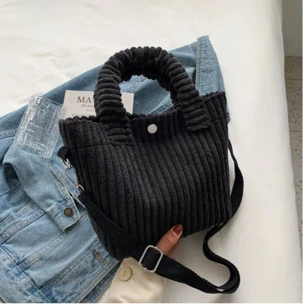 2025 Trend New Handbags Niche Versatile Bucket Shoulder Bags Fashion Corduroy Women's Bag Female Nylon Button Crossbody Bags
