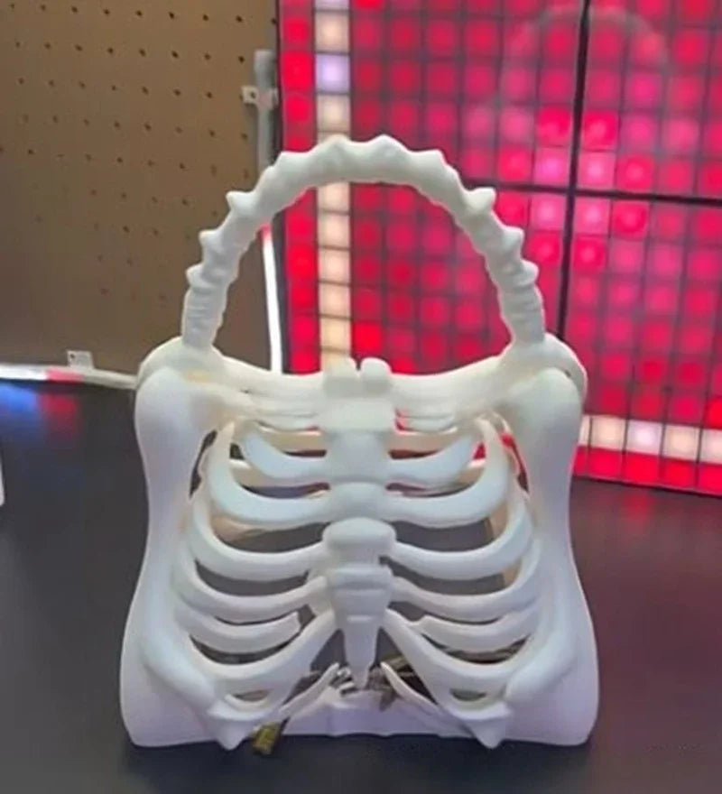 Novelty Skeleton Handbag Gothic Rib Cage Shape Purse, Unique Halloween Party Clutch Bag for Women ,Clutch Bag for Costume Party