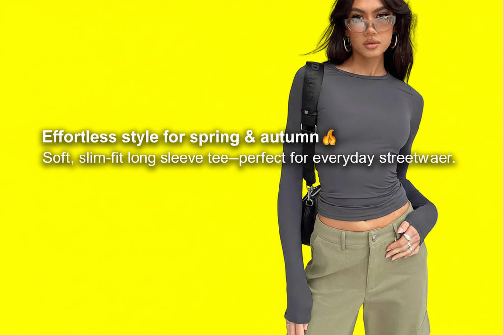 Women Casual Long Sleeve Pullover Shirt |💥 Solid Slim Fit Streetwear Base Tee🙋