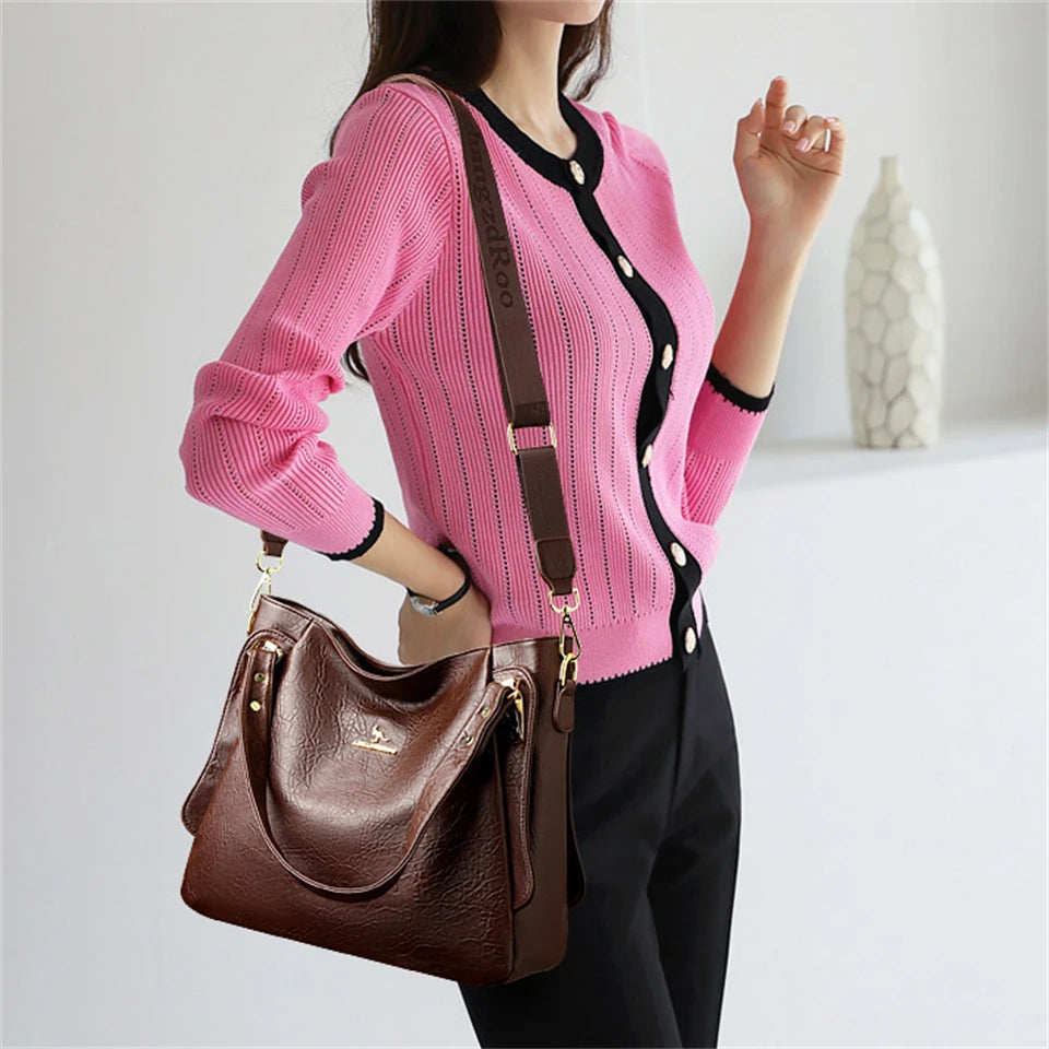 Genuine Soft Leather Shoulder Crossbody Tote Messenger Bag Large Capacity