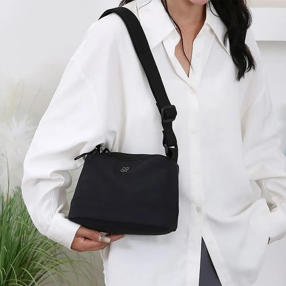 New Soft Nylon Cloth Women Shoulder Bag Multiple Pockets Casual Style Crossbody Bags Solid Color Tote Bag Girls