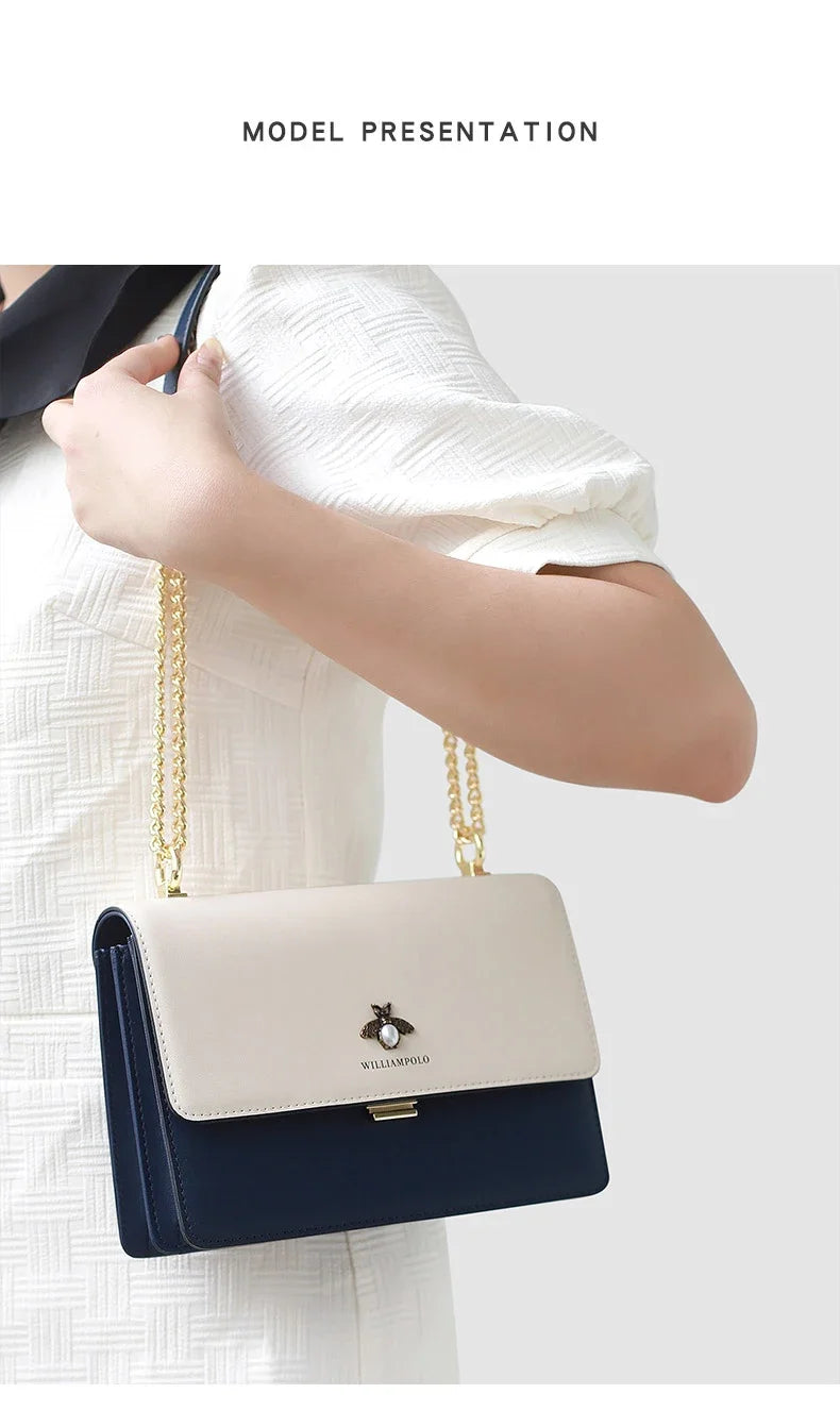 Chain Shoulder Women's  Crossbody Leather Bag (WILLIAMPOLO)