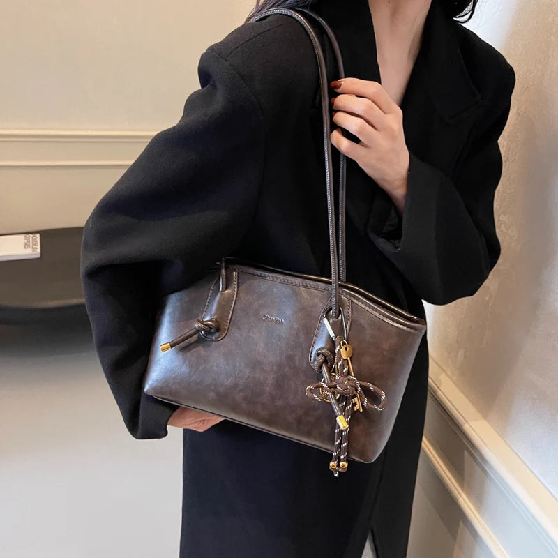 PU Leather Shoulder Bags For Women 2025 Spring Y2K Trend Female Crossbody Bag Lady Handbags And Purses Retro Tote Bag