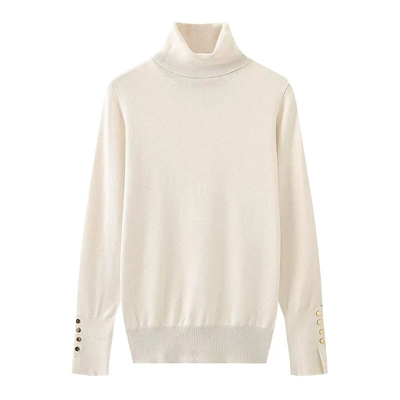 Women Long Sleeve Basic Turtleneck Knit Sweater Casual Pullover Knitwear