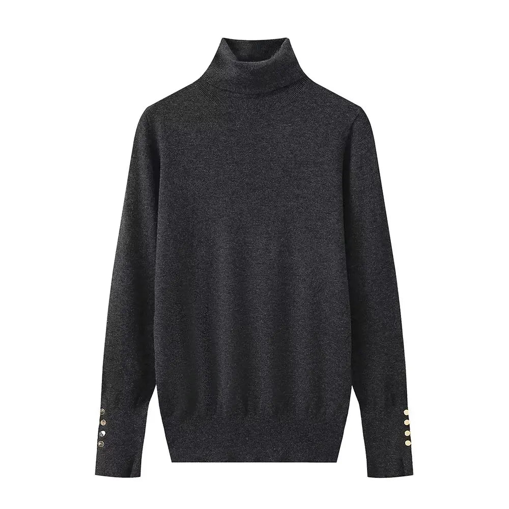 Women Long Sleeve Basic Turtleneck Knit Sweater Casual Pullover Knitwear