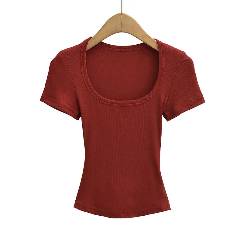Square Neck High Crop Top