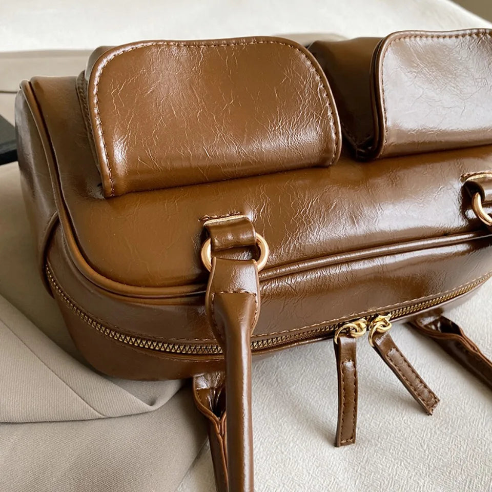 Vintage/Business Shoulder Pu Leather 2 Pocket Chic Female Underarm Bag