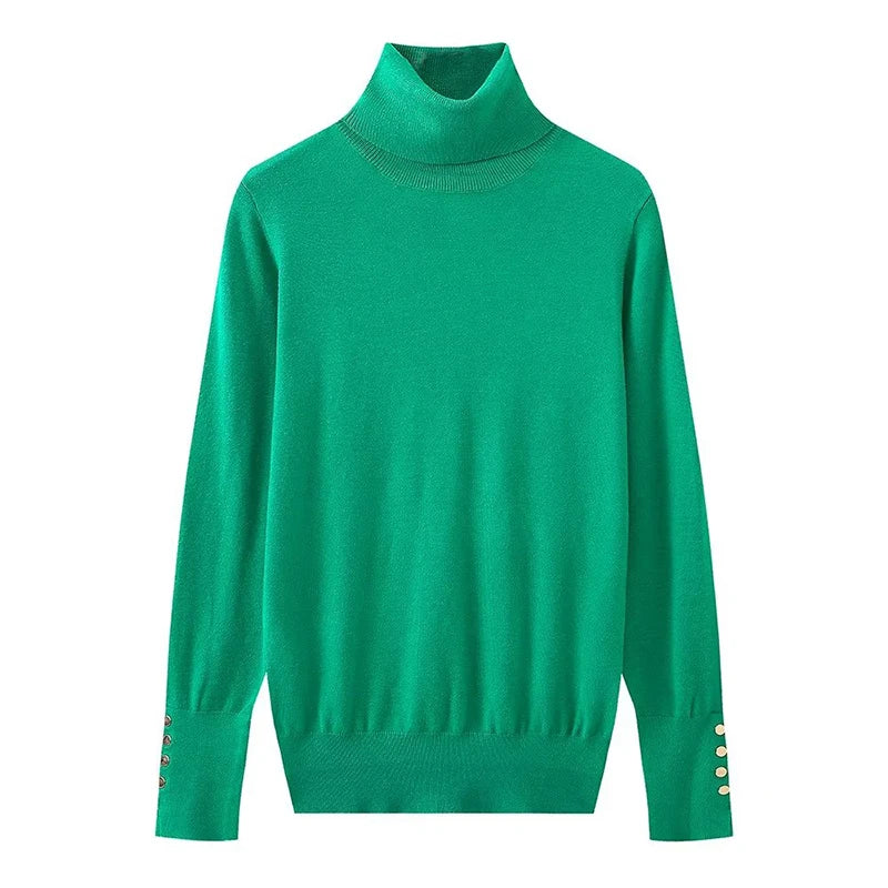 Women Long Sleeve Basic Turtleneck Knit Sweater Casual Pullover Knitwear