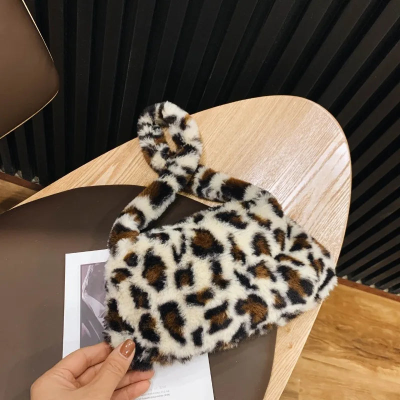 New Fluffy Totes Soft Plush Shoulder Underarm Bag Solid Color Purse Autumn Winter Handbag Women Lady Fashion Storage Pouch