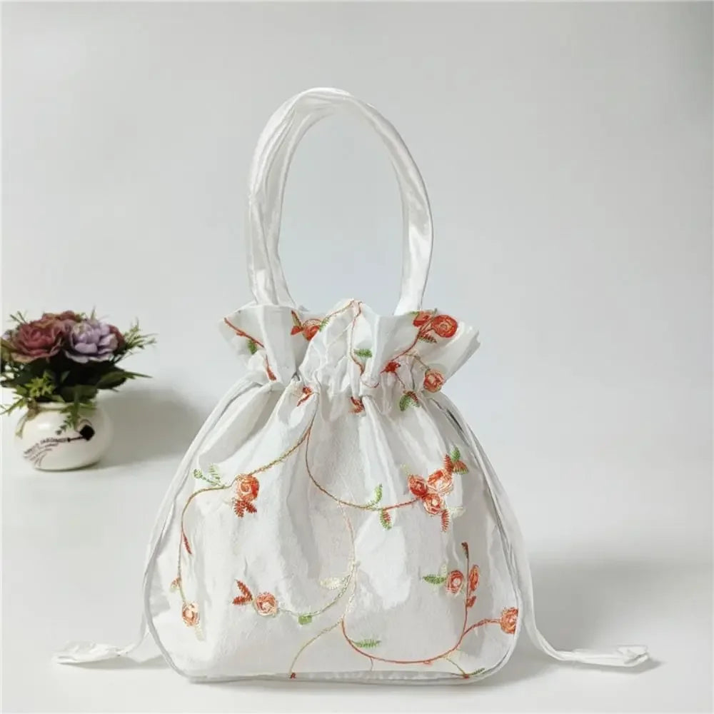 Embroidered Flower Handbags Ethnic Style Cosmetic Handbag Purse Top Handle National Style Purse Women
