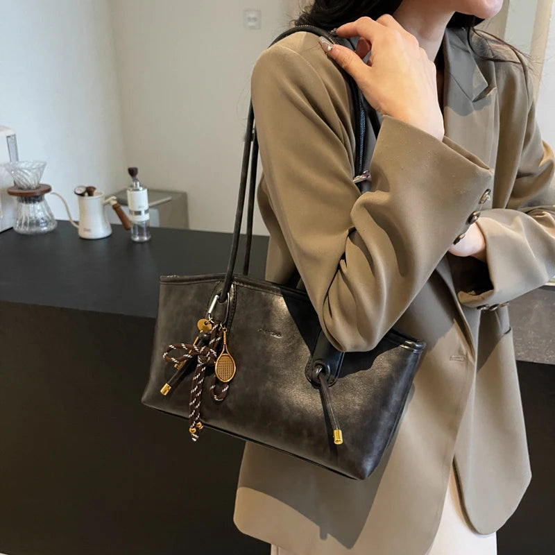 PU Leather Shoulder Bags For Women 2025 Spring Y2K Trend Female Crossbody Bag Lady Handbags And Purses Retro Tote Bag