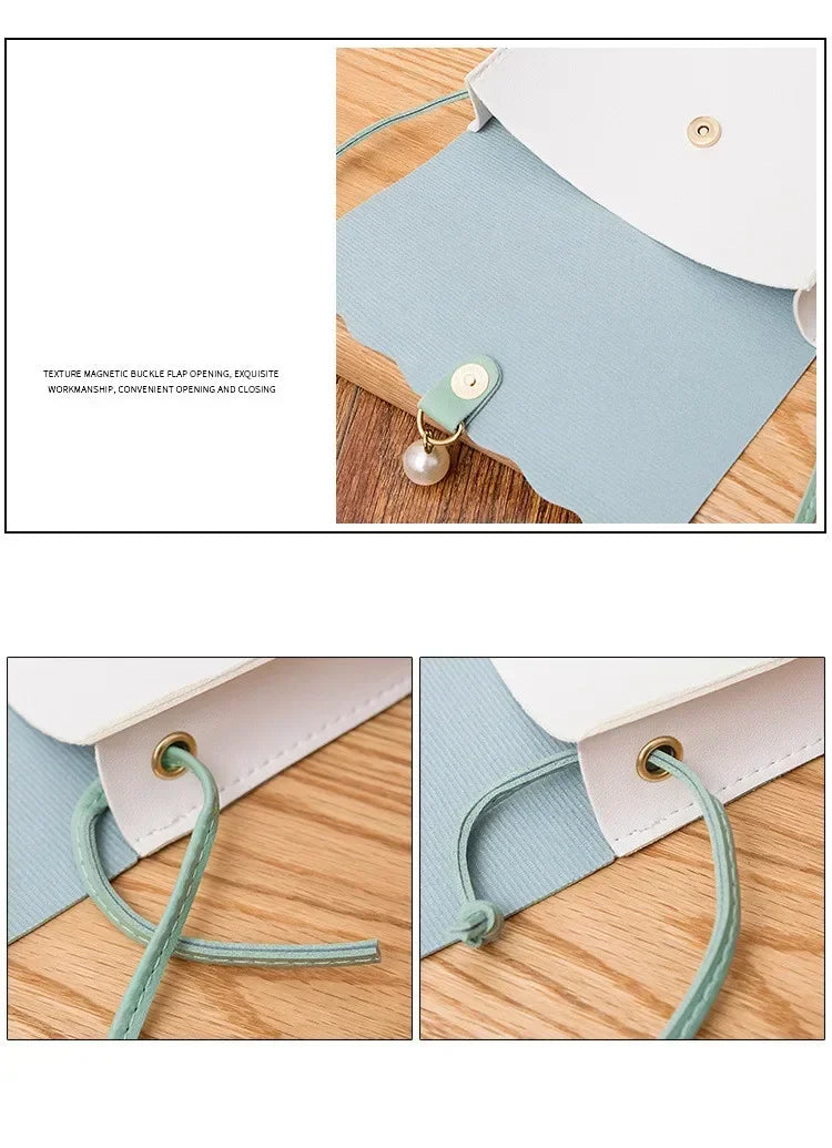 Women's PU Leather Shoulder Bag, Solid Color Messenger Purse with Pearl Pendant, Small Travel Handbag