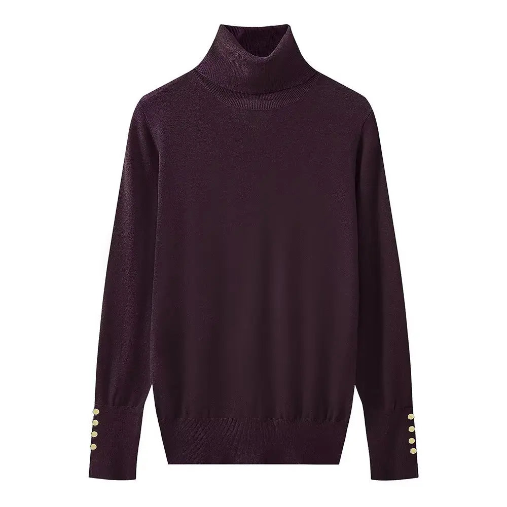 Women Long Sleeve Basic Turtleneck Knit Sweater Casual Pullover Knitwear