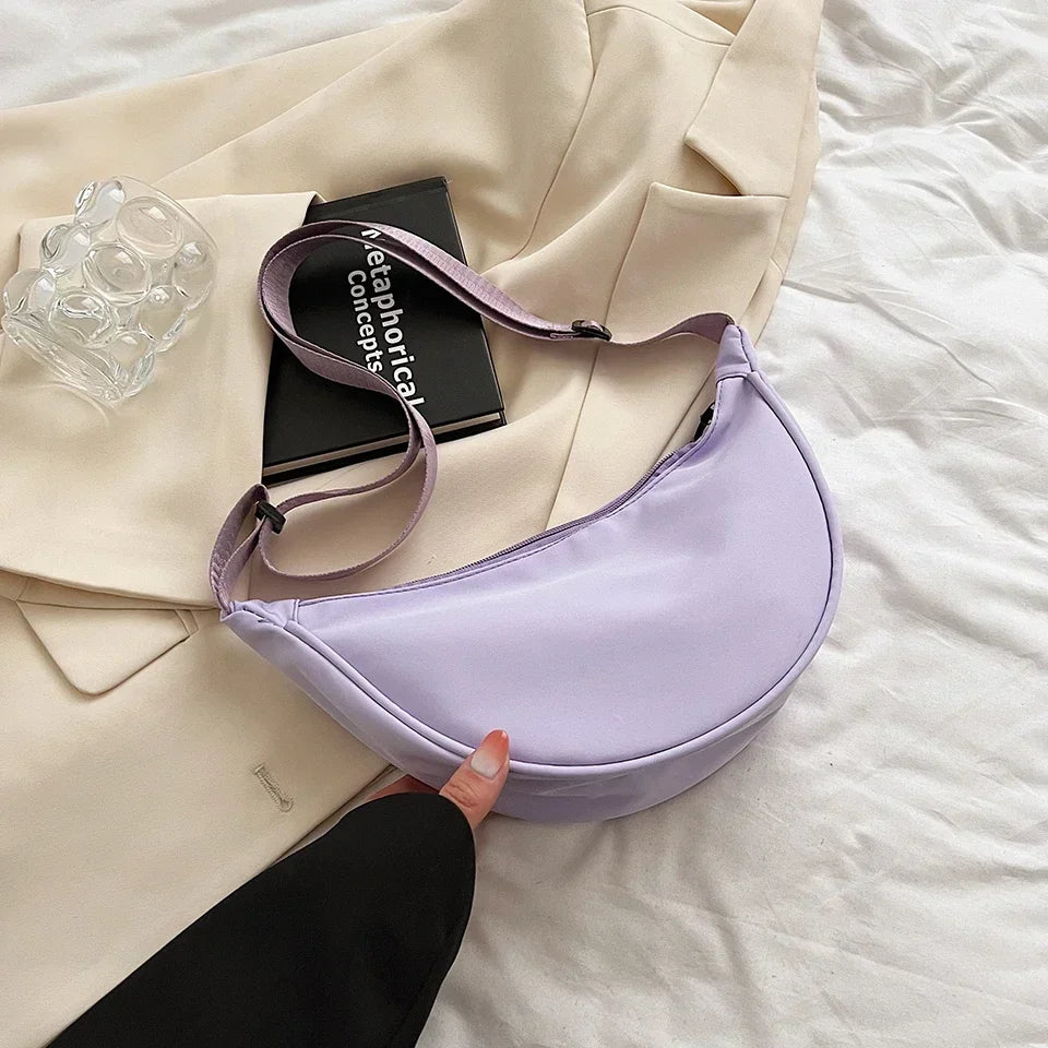 Simple Design Women's Messenger Bag Fashion Ladies Nylon Hobos Small Shoulder Bags Vintage Female Girls Purse Cloth Handbags