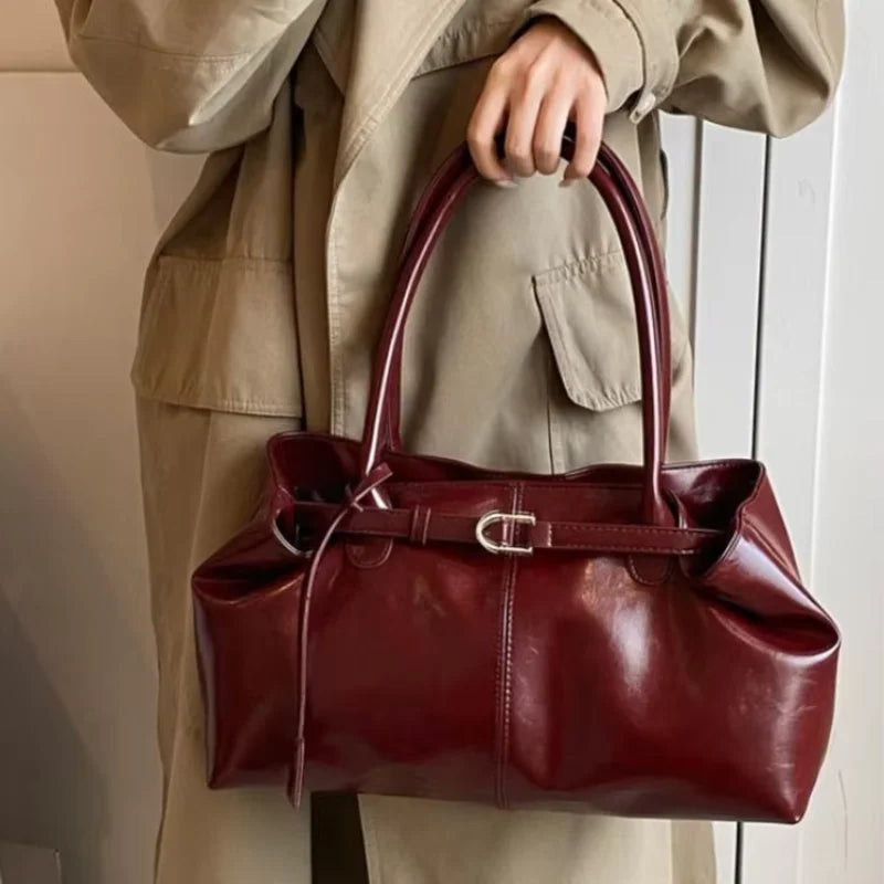 PU Leather Tote Slouchy Hobo Handbag