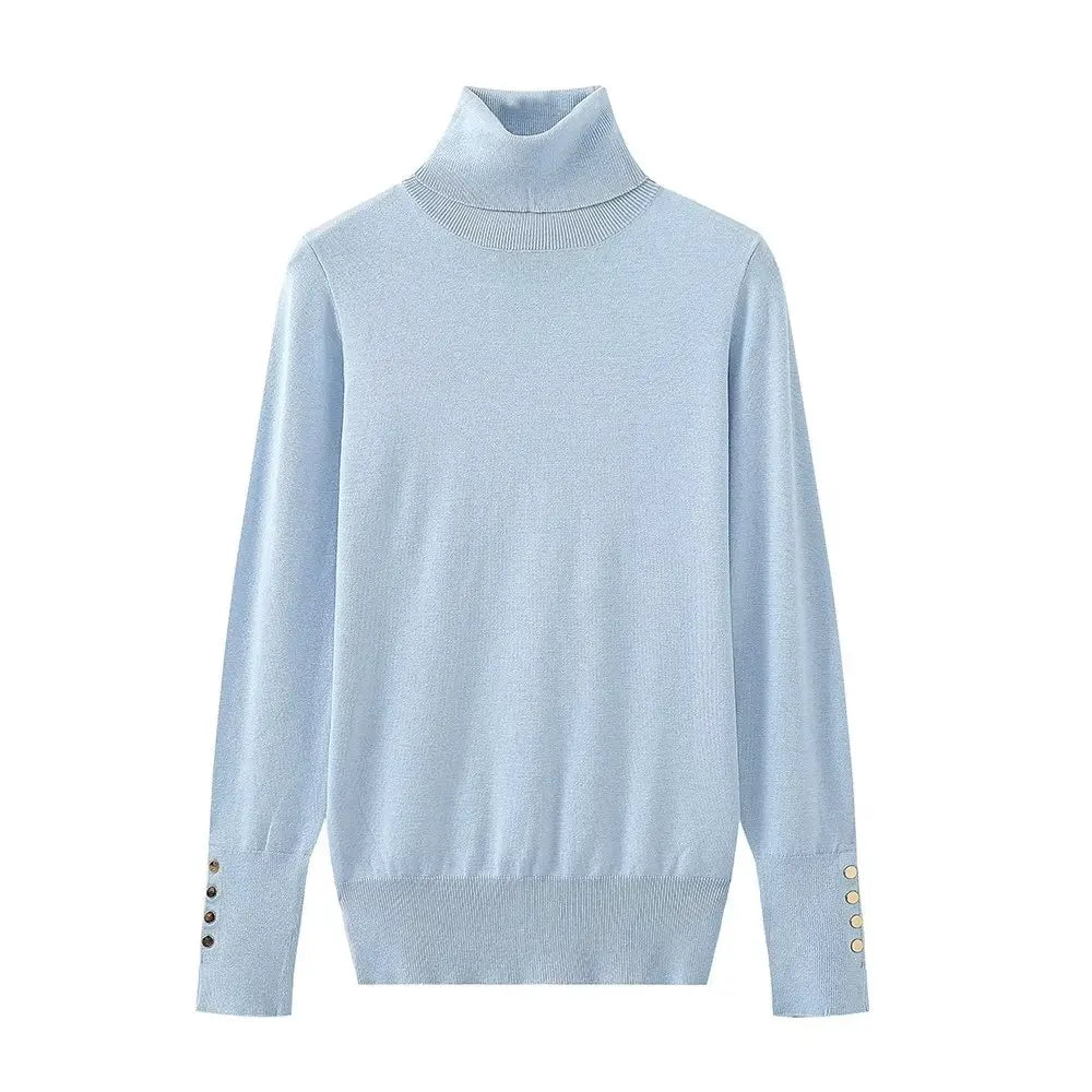 Women Long Sleeve Basic Turtleneck Knit Sweater Casual Pullover Knitwear